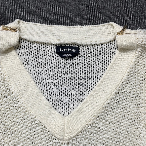 bebe Cream V-Neck Sweater - Picture 2 of 4